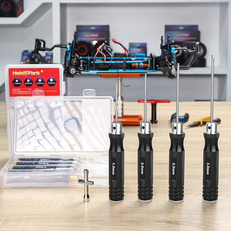 HobbyPark Hex Screwdriver Set 1.5mm 2.0mm 2.5mm 3.0mm Extended Thickened