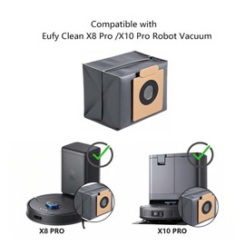 Loimon 10 Pack Compatible with Eufy Clean X8 Pro/X10 Pro Omni Self-Empty Station - 4-Layer HEPA Filter with Activated Carbon Sealed Design | Vacuum Sealed Dustbin Bags Accessories (10 Count)