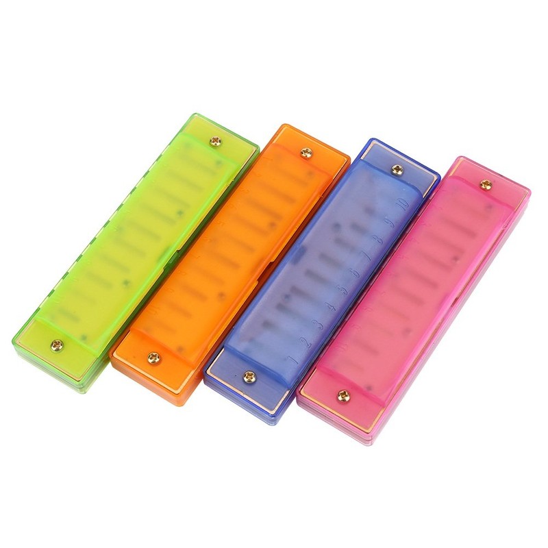 Colorful Translucent Harmonica, 10 Holes Starter Instruments Kids Music Instrument