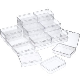 SATINIOR 24 Packs Small Clear Plastic Beads Storage Containers Box with Hinged Lid for Storage of Small Items, Crafts, Jewelry, Hardware (4.45 x 3.3 x 1.18 Inches)