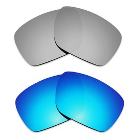 Alphax 2 Pair Polarized Replacement Lenses for Oakley Dispatch 1 OO9090 Sunglasses- Titanium+Blue