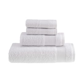 HALLEY Turkish Cotton Towels (4-Pack) Super Soft Quick Absorbent 100% Cotton Towels for Bathroom Kitchen 1 Bath Towel 1 Hand Towel 2 Washcloths (White)