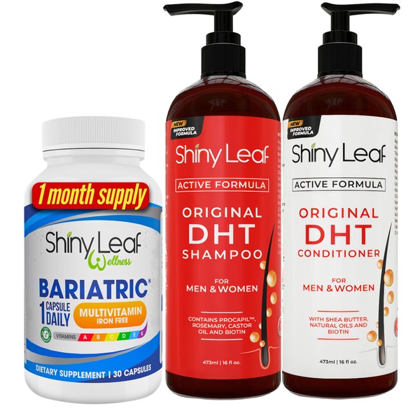 Shiny Leaf Bariatric Multivitamin Iron-Free and DHT Blocker Shampoo and