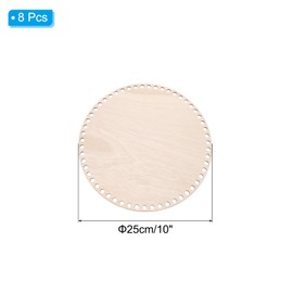 PATIKIL 10" Diameter Crochet Basket Bottom, 8Pcs Round Blank Crochet Knitting Wooden Base for DIY Craft Weaving Basket Making Supplies Home Decoration, Brown