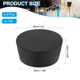 PATIKIL Solid Rubber Stoppers 11#, 5 Pack Tapered Lab Seal Rubber Stoppers Lab Plug Test Tube Bungs for Flask Water Pipe Sealing, Black