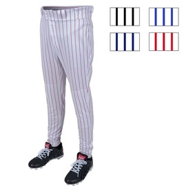 Rawlings Men's PRO 150 Series Pinstripe Baseball Pant | Jogger Fit | Adult Sizes | Multiple Colors, White/Scarlet, Large