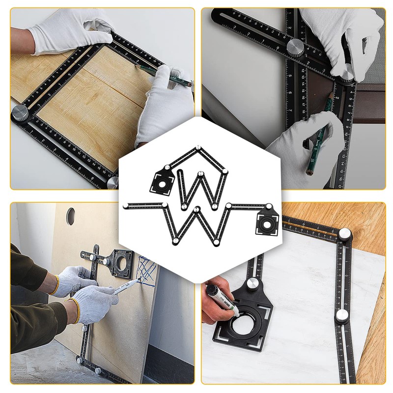 Aweohtle Angle Template, Tile Tool Template Tool Multi Protractor 12