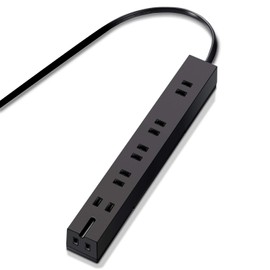 Elecom T-KF01-2650BK Power Tap, 1.6 ft (5 m), Rotation Function, 6 Outlets (3 Pins 1) Black