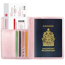 CA Travel Passport Holder Leather Case - KINGMAS RFID Blocking Passport Wallet Cover
