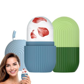 SOZOMO 2Piezas Rodillo de Hielo para la Cara, Molde de Hielo para Cara, Molde de Hielo de Silicona Reutilizable Herramientasde Cuidado para Masaje Facial de Ilumina la Piel para Belleza Facial