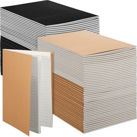 Mimorou 100 Pcs Kraft Notebook Journals 5.5 Inch x 8.3 Inch A5 Journal Softcover Notebooks Bulk for Kids Student Writing Sketch Office Notepad with 60 Pages 36 Sheets (Black, Brown, Lined)