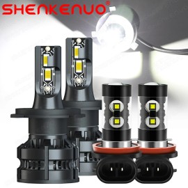 SHENKENUO 4pc LED Headlight High Low Fog Light Bulbs Combo Kit For Toyota Tundra 2014-20