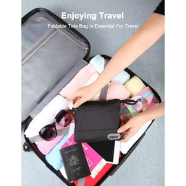 GOX Packable Duffel Bag for travel Foldable Tote Bag Travel Tote Bags for Women(Black)