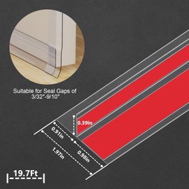 【2025 New Upgrade】 T-Shaped Wide Silicone Weather Stripping Door Seal,1.97" x 20 FT Seal Strip for Door & Windows Gaps, Strong Adhesive Door Draft Stopper for Side of Door,Sliding Door Transparent