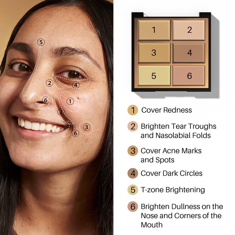 FV Cream Concealer Palette, 6 Colours, Colour Corrector, Long-Lasting &