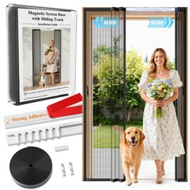 MAGZO Magnetic Screen Door with Sliding Track, Fits 30'' x 80'' Door, Black