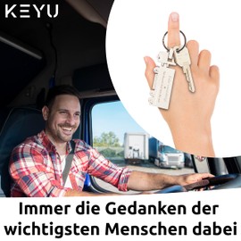 KEYU Guardian Angel Keyring Truck with 2 Texts to Choose From | Gift for Truck Drivers | Key Ring Drive Carefully | Lucky Charm Car | Lucky Charm Small | Truck Accessories, Ich Brauche Dich Hier Bei