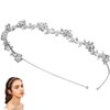 WINOMO Crystal Bridal Flower Leaves Crown Headband Tiara Headpiece, Silver,