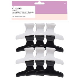 Diane Large butterfly clamps, black and white, 12 pack, D13