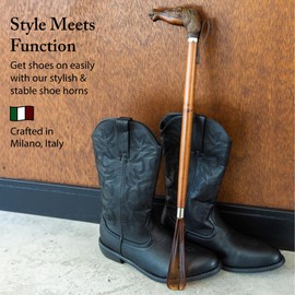 FootFitter Premium 23” Long Shoe Horn, Stylish Italian Shoehorn, Prevents Bending & Back Strain, Easy Slip-On (Golf Club Handle)