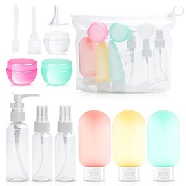 13 Pcs Travel Bottles for Toiletries, Leak Proof Refillable Squeezable Liquid Empty Containers, Travel Size Bottles Travel Accessories with Storage Bag for Shampoos Conditioner Lotion and Body Wash, Color