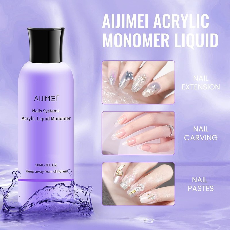AIJIMEI Acrylic Liquid Monomer 58ml For Acrylic Nails Powders &