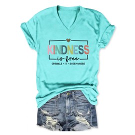Kindness Shirts for Women Be Kind Shirt Tshirt Kindness is Free Sprinkle It Everywhere Teacher Inspirational Tees Light Blue XL