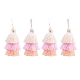 KONMAY 4 borlas de joyería de tres capas con lazo para colgar para hacer joyas, ropa, manualidades