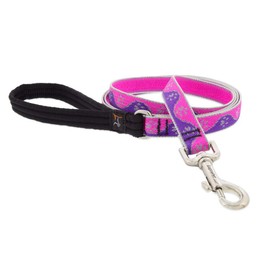 Lupine Reflective Dog Leash 6-foot by 3/4" wide Pink Paws