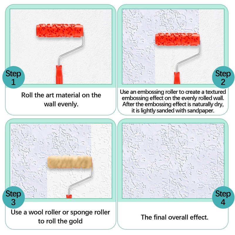 Reallnaive 2 Pcs 7'' Texture Roller Pattern Paint Roller for