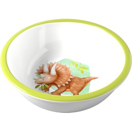HABA 305146 – Dinos, Children's Bowl Melamine with Dino Motif, for the Dishwasher, Does Not Slide, White