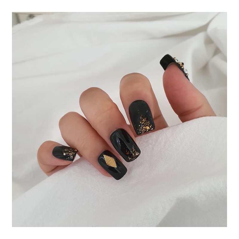 Full Chain Stone Handmade Nail Tips - Natural / 풀체인
