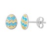 Sterling Silver Easter Egg Enamel Zigzag Pattern Stud Earrings, Sterling Silver, No Gemstone