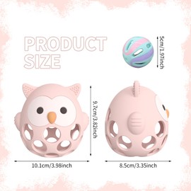 BeißRing Baby, Montessori BeißRing, BeißSpielzeug Baby, Silikon Eule Babys Spielzeug, Sensorik Spielzeug Ab 0 Monate, Zahnungshilfe & Greifball FüR Sinnes Und Kauentwicklung-Green