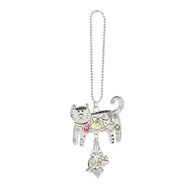 100 North Ganz ER67571 Kitty Cat Pet Lover Pawprint 7.5 x 2 Inches Zinc Alloy Metal Car Rear View Mirror Charm Decoration Interior Hanging Ornament Pendant