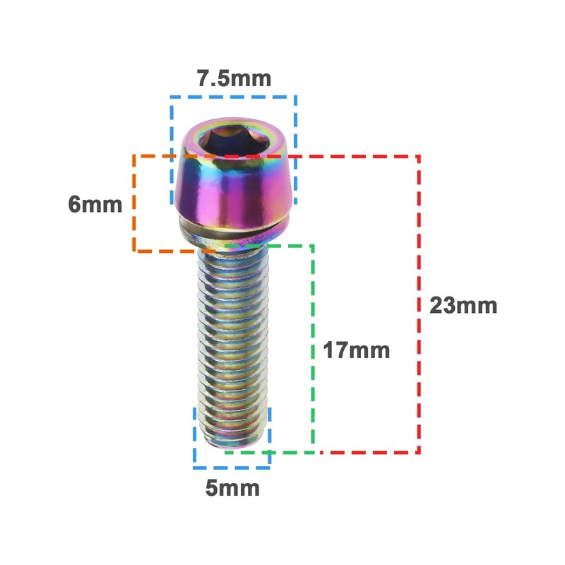 SING F LTD 12PCS Bike Stem Bolts M5x17mm Titanium Alloy