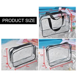 Transparent Cosmetic Bag, 3 Toiletry Bags, Transparent, Toiletry Bag, Toiletry Bag for Transporting Liquids, Cosmetic Bag, Waterproof Flight Bag, Zip for Travel, Women and Men, White