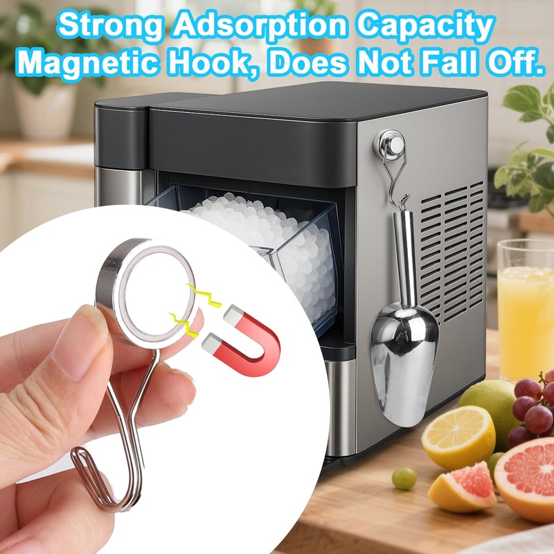 Stainless Steel Ice Scoop for Freezer with Magnetic Hook -