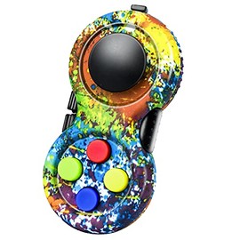 WTYCD The Original Fidget Retro: The Rubberized Classic Controller Game Pad Fidget Focus Toy with 8-Fidget Functions and Lanyard - Perfect for Relieving Stress (1, Colorful)