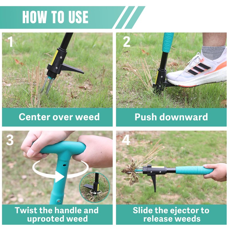 Breeze Touch 39" Weed Pulling Tool, 3-Claw Detachable Weed Puller