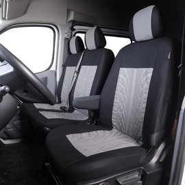 TOYOUN Van Seat Covers Universal Fit Most Vans Trucks Lorry Front Seat Covers Single & Double Car Seat Covers for Single Driver and Double Passenger Seat 2+1 seat Covers, Gray