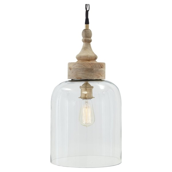Signature Design by Ashley L000148 Faiz Pendant Light-Bell-Shaped-Clear Glass Shade