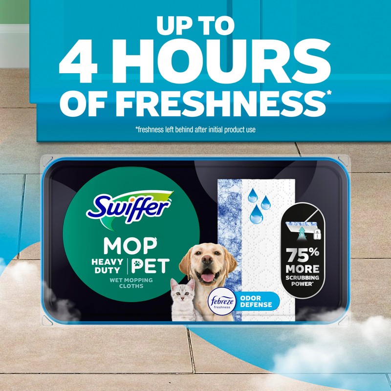 Swiffer Heavy Duty Mop Wet Multi-Surface Cloth Refills for Floor