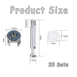 20 Pcs 3-in-1 Furniture Connection Kit, Zinc Alloy Furniture Cam Lock Fitting, Connectors Fasteners for Furniture, Bolts Assortment Kit for Cabinets Chairs Drawer