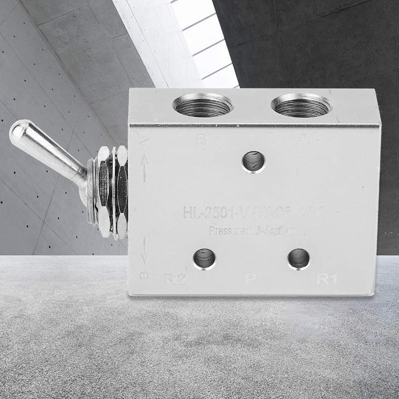 Toggle Switch Valve 2-Position 5-Way Mechanical Pneumatic Knob Switch G1/8in