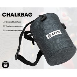 APE13® Chalk Bag for Climbing and Bouldering (as Set & Individuals) – Includes Webbing Bag, Holder for Brush – Boulder Bag for Magnesium – Climbing Chalk Bag Large for Lime/Chalk/Magnesia (Chalkbag)