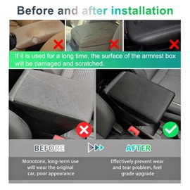 GAFAT V-W Polo/Seat Ibiza 6/Seat Arona/Taigo 2018-2024 2025 Armrest Covers, Centre Armrest Cover, Cushion Centre Console Armrest Cushion Protection, PU Microfibre Leather (Black)