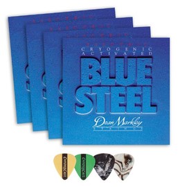 Dean Markley 2562 Blue Steel MED Electric Guitar Strings 4-Pack (0.11-.052) Includes Guitar Picks