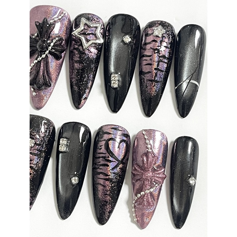 Happy Cross Handmade Nail Tips - Round (Length - Parts