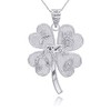 Claddagh Gold Fine Sterling Silver Four-Leaf Clover Lucky Charm Pendant